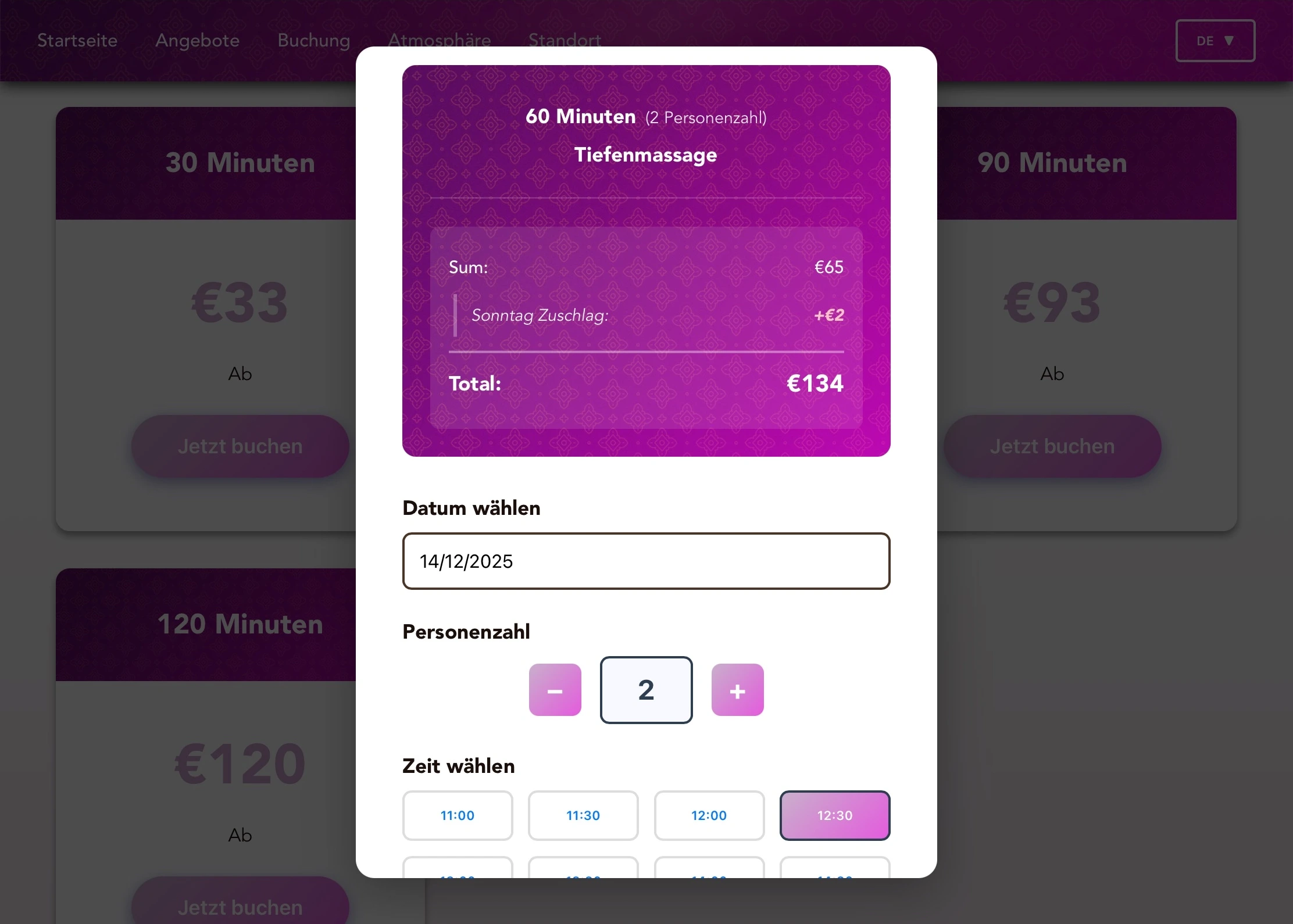 Customer Booking Interface